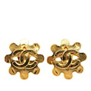 Chanel Coco Mark Gold Plated Clip Earrings for Women