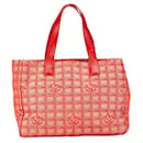 Chanel New Travel Line Tote MM Handbag in Red Nylon and Leather