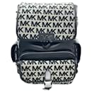 Michael Kors Hudson Leather Backpack in Gray and Black