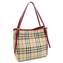 Burberry Beiger und Roter Tote Bag - Damen Nylon-Leinwand und Leder