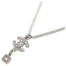 Collier en pendentif en métal argenté avec strass Chanel