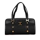 MCM Studded Handbag G3898 in Black and Gold Leather