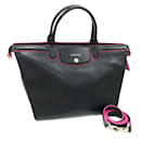 Bolso Longchamp Le Pliage Heritage - Cuero negro y rosa