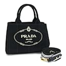 Prada Handtasche Canapa 1BG439 - Schwarze Canvas-Schultertasche für Frauen