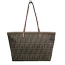 Fendi Zucca 8BH198 Women's Tote Bag in Brown, Khaki, and Purple