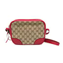 Gucci GG Canvas 449413 Women's Shoulder Bag in Beige and Red