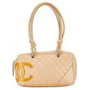 Sac à main tote Chanel Matelassé Cambon en beige et jaune