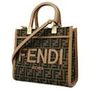 Fendi Brown Zucca Canvas Leather Handbag