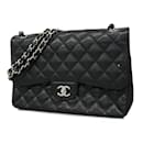 Borsa a spalla in pelle caviar nera Chanel