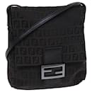 FENDI Zucchino Canvas Shoulder Bag Black Auth 79112 - Fendi