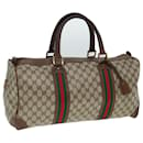 GUCCI GG Supreme Web Sherry Line Boston Bag PVC Leather Beige Red Auth mr334 - Gucci