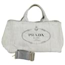 PRADA Canapa MM Hand Bag Canvas 2way Gray Auth mr284 - Prada