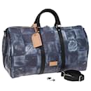 LOUIS VUITTON Bolsa Keepall Bandoulière 50 Damier Salt Azul N50059 LV Auth 78375S - Louis Vuitton