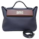 Hermes Vingt Quatre 24 29 2Way Handbag in Blue Nuit Togo Leather - Hermès