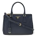 Bolsa Prada Saffiano Lux Galleria em azul marinho