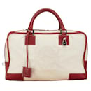 Loewe Anagram Amazona 36 Handbag in Red and White Canvas Leather