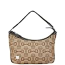 Borsa Gucci Horsebit in tela di pelle marrone e beige