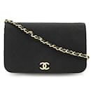 Bolsa de corrente Matelassé Chanel - Bolsa de ombro de algodão e couro preto matelassé