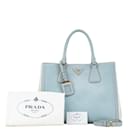 Prada Saffiano Triangle Plate Handbag - Blue & White