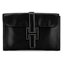 Hermes Jige PM Clutch Bag in Black Box Calf Leather - Hermès