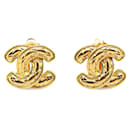 Chanel Matelasse Coco Mark Gold Plated Clip Earrings for Women