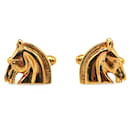 Hermes Cheval Horse Head Cufflinks in Gold Plated Finish - Hermès