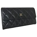 Chanel Matelasse Long Wallet for Women in Navy Patent Leather