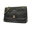 Sac à épaule Chanel Matelassé en agneau noir