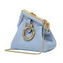 Fendi Bag Charm Nano First Light Blue Pouch Chain Leather