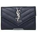 Saint Laurent Cassandra Small Envelope Wallet Card Case in Navy