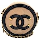 Chanel Caviar Leather Pochette Shoulder Bag in Beige and Black