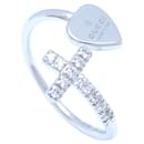 Gucci 18K White Gold Heart Cross Band Ring for Women