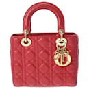 Sac à main Lady Dior en agneau rouge Christian Dior