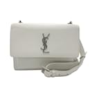 Bolso de hombro de cuero blanco Saint Laurent