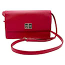 Prada Red Leather Shoulder Wallet