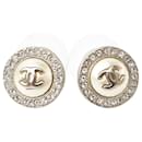 Chanel CC Coco Mark Circle Rhinestone Stud Earrings