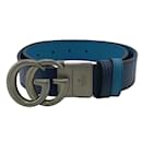 Ceinture en cuir bleu marine Gucci GG Marmont