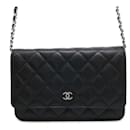 Cartera de cadena de cuero caviar negro Chanel