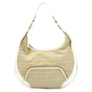 Fendi Zucchino Canvas Leather Shoulder Bag