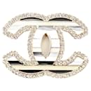 Chanel Coco Mark Stripe Rhinestone Brooch