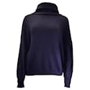 Hermes Navy Blue Long Sleeved Cashmere and Mohair Knit Turtleneck Sweater - Hermès