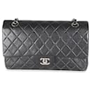 Borsa a doppio flap classica media in pelle di agnello trapuntata nera Chanel