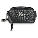 Gucci Black Matelasse Calfskin Aria Small GG Marmont Shoulder Bag