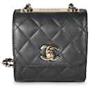 Chanel Schwarze gesteppte Lammleder Trendy CC Clutch mit Kette