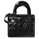 Christian Dior Pequeña Lady Dior en charol negro Ultraglossy Cannage