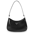 Prada Black Brushed Leather Cleo Shoulder Bag