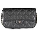 Chanel Black Quilted Caviar Flap Phone Holder With Chain