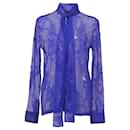 Maje Cilette See Through Floral Lace Blouse in Purple Nylon