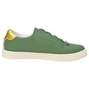 Fendi Vitello Lurex Rockoclick Slip-On Sneakers in Olive Green Leather