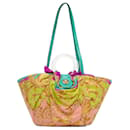 Versace Multi La Medusa Silk & Raffia Basket Bag